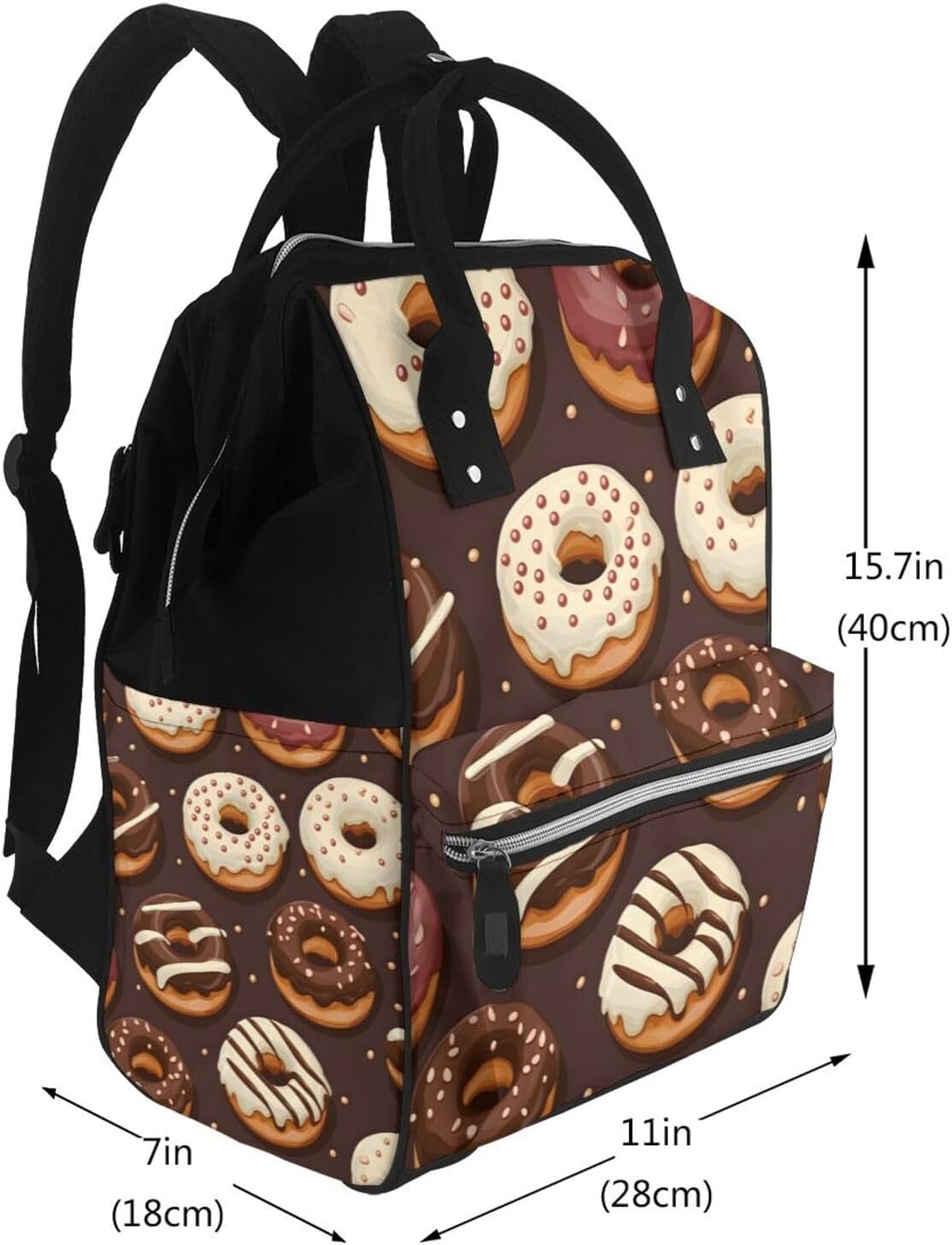 Chocolate Doughnut Diaper Bag Backpack for Women Large Capacity Nappy Bag Multifunction Waterproof Mummy Backpacks for Mom Dad Essentials Casual Daypack Travel Bags