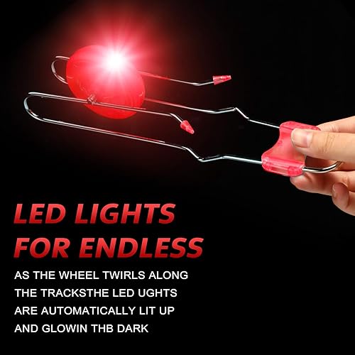 Vista 18 de Sumind 6 piezas de ruedas giratorias magnéticas retro, juguete de Navidad iluminado, rieles giroscópicos, Twirler, clásico, vintage, truco, Yoyo