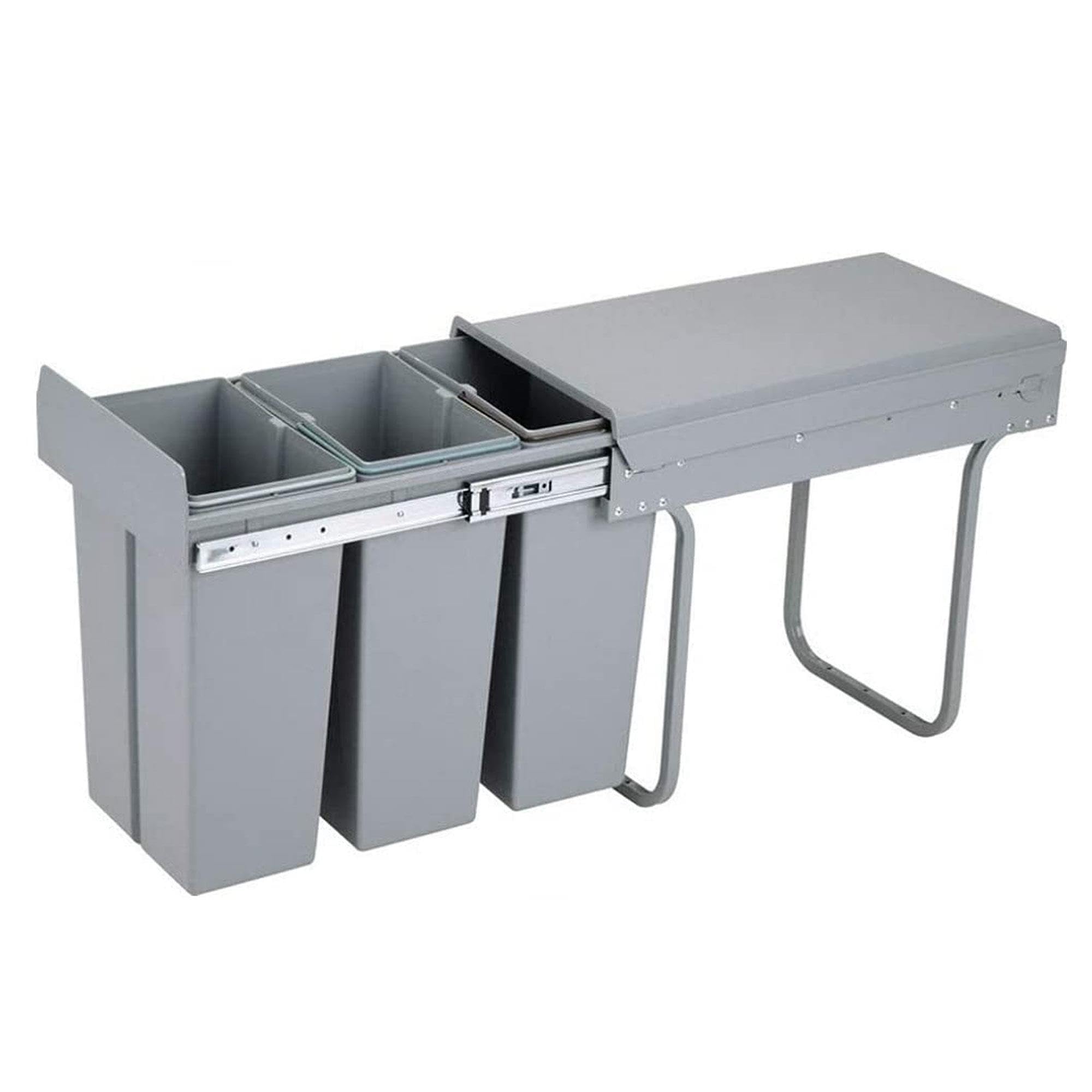 Set 3 Cestini Sospesi Per Raccolta Differenziata - Da Incasso Sotto Lavello, Per Cucina E Bagno (Bianco, Beige, Blu)
