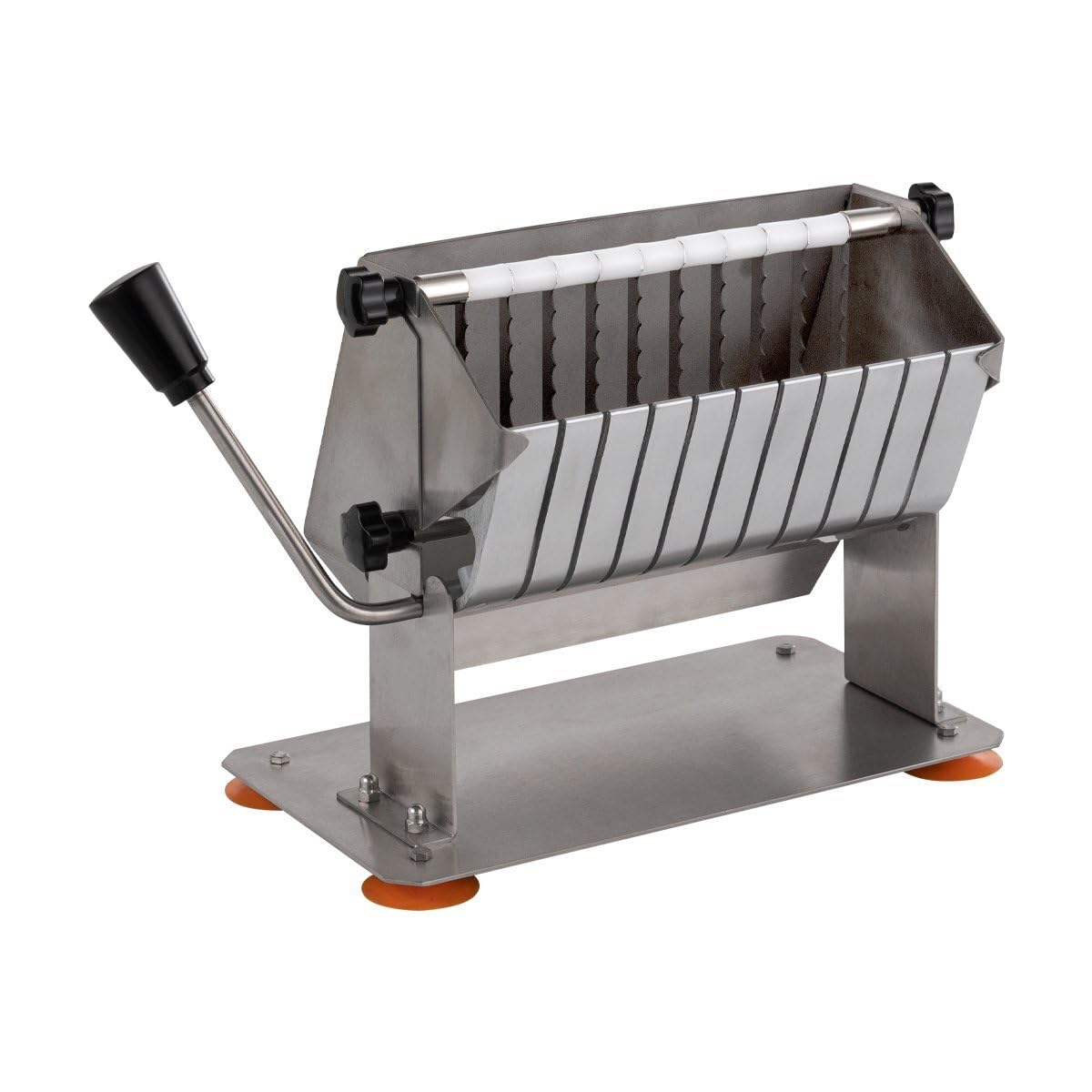 GastroHero Currywurst Schneider ECO manuell Wurstschneider Edelstahl Imbiss Schneidemaschine 10 Messer gleichmäßige Schnitte Gastro