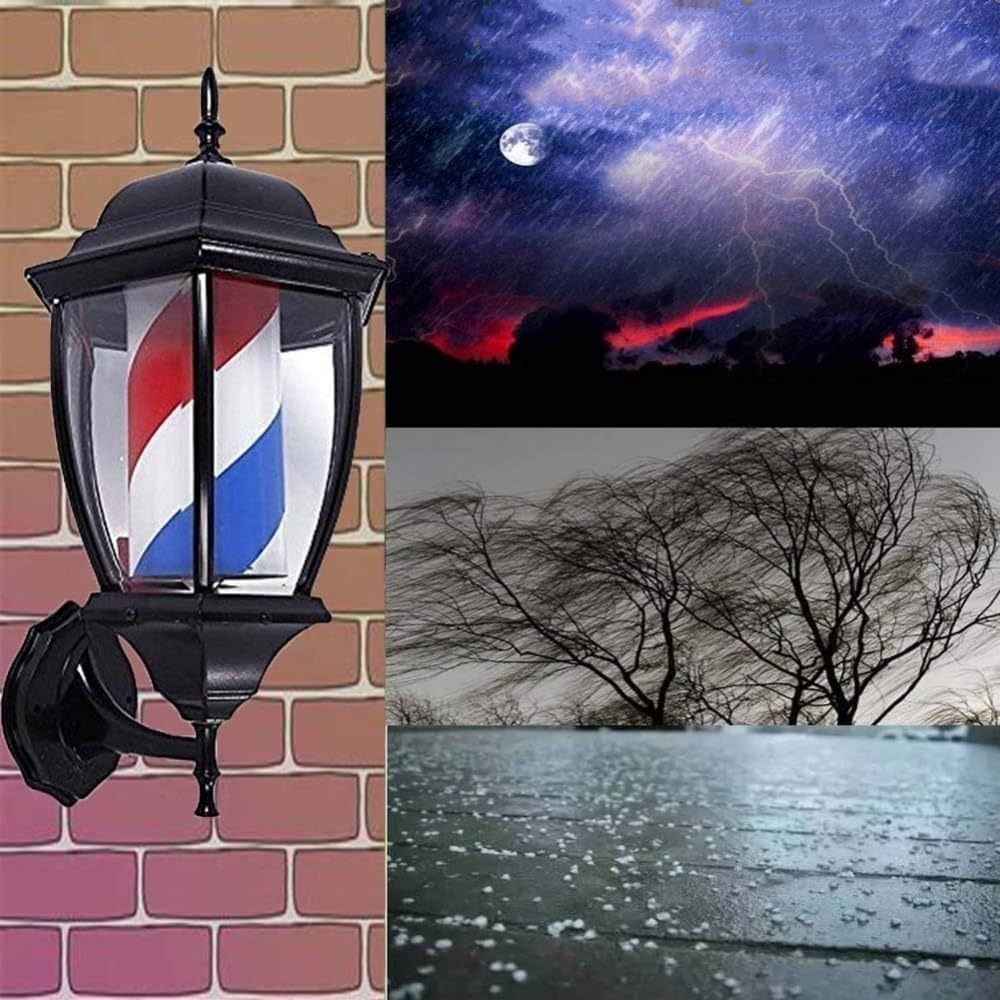 理髪店の屋外回転灯、壁掛け、営業中サイン (E)