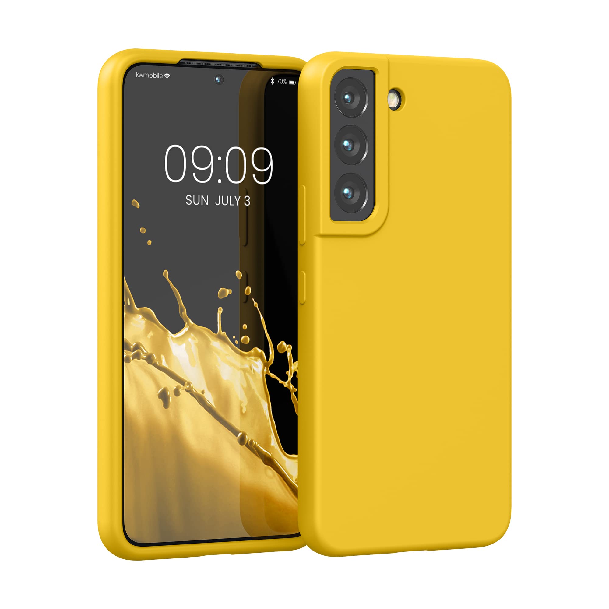 kwmobile Cover for Samsung Galaxy S23 Case - Back Case for Smartphone in TPU Silicone - Rubberized Protection - Honey - 1