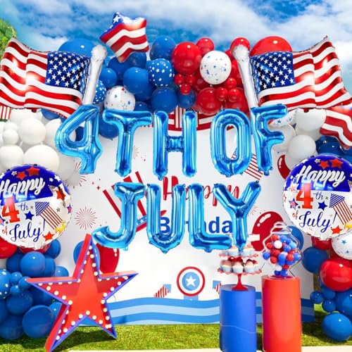 Image of 4th Of July Balloons 16 Inch, American Flag Balloons, Independence Day Foil Balloon For Patriotic Fourth Of July Decorations, American Flag Decor, Patriotic Decor
