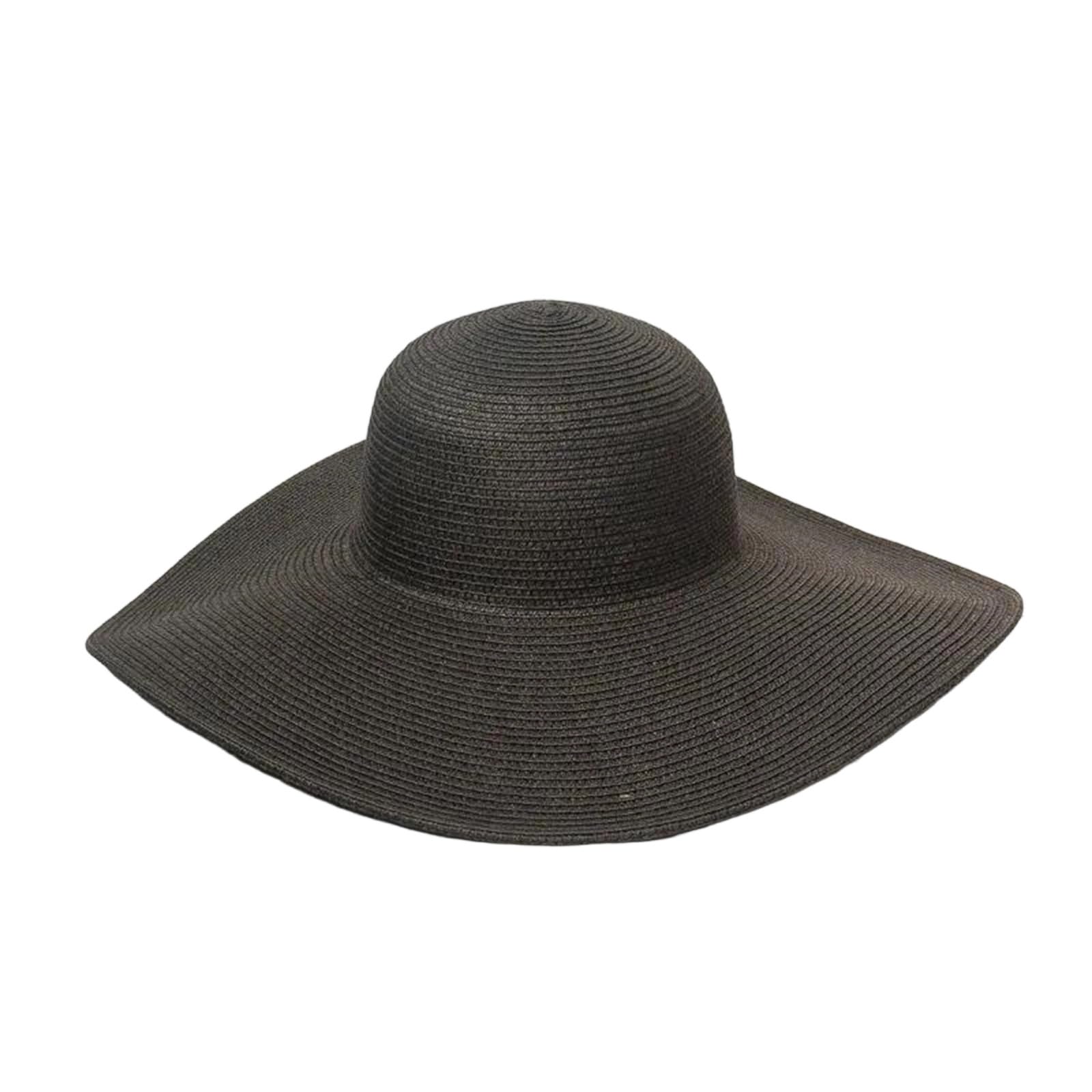 EYRMQWJPC Wide Brim Sun Hat, Women's Straw Sun Hat Wide Brim 11-14cm Protection Multicolor Beach Travel Summer(Black,Brim 11cm)