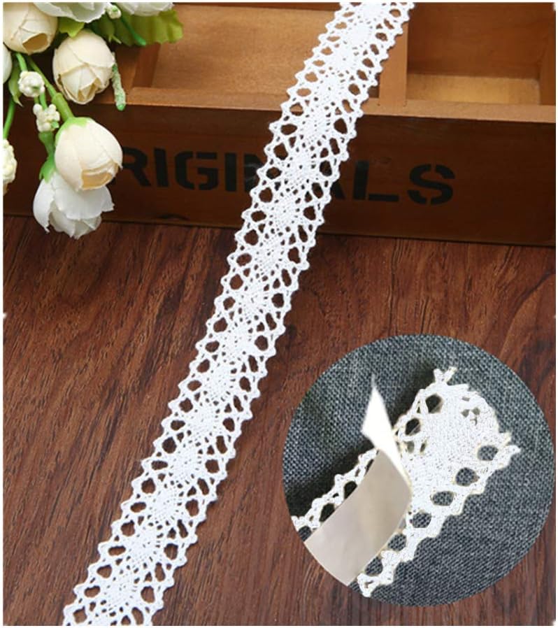 6 Rollen Spitzenband Weiß - Selbstklebend Für Hochzeit & Basteln (1.5cm X 1.8m)