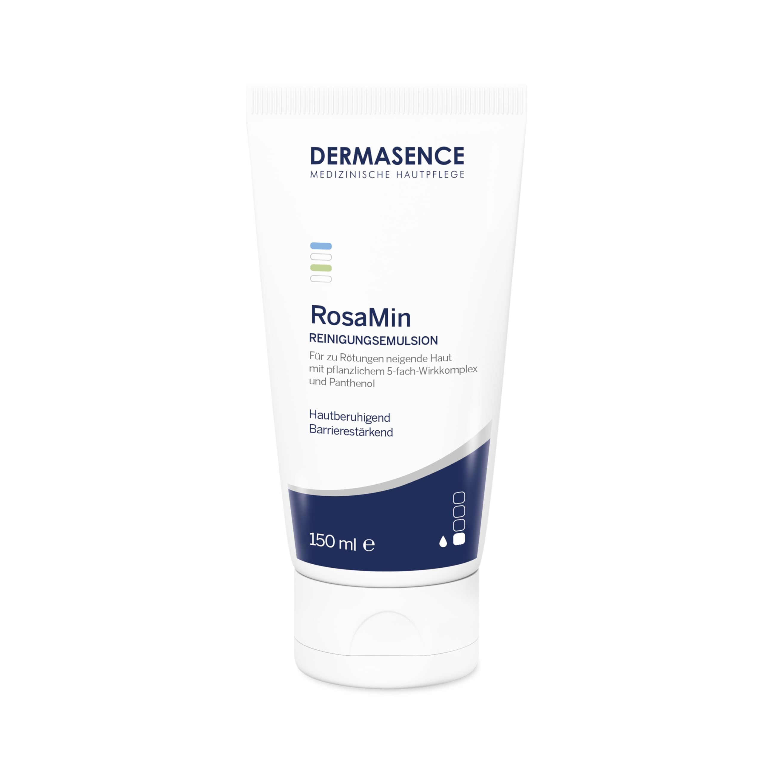 DERMASENCE RosaMin Reinigungsemulsion, 150 ml – Milde Gesichtsreinigung bei Rötungen, parfümfrei, seifenfrei, ideal bei empfindlicher Haut und Rosacea, Make-up-Entferner, feuchtigkeitsspendend, vegan