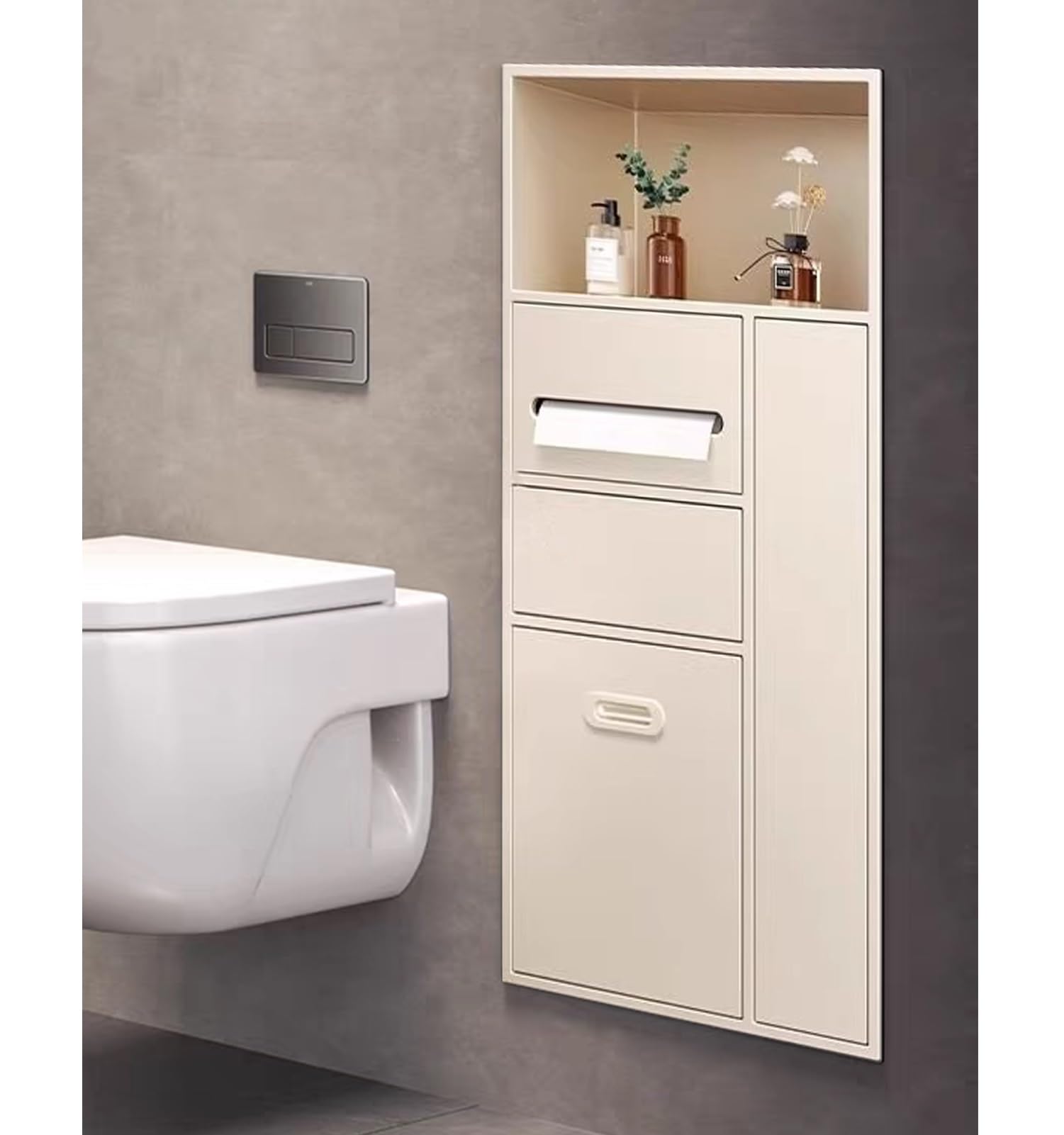 Portarotolo per carta igienica incorporato, cestino per la spazzatura, senza piastrelle, 400 x 670 mm, in acciaio inox 304 per una comoda conservazione
