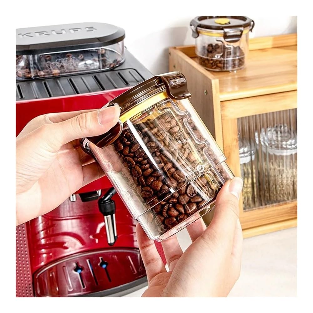 Vakuumversiegelter Behälter für Kaffeebohnen, Glas, Lebensmittelbehälter, Haushaltsbehälter, feuchtigkeitsbeständig, Luftabsaugung, Tee-Vorratsbehälter, Push-Typ, 950 ml