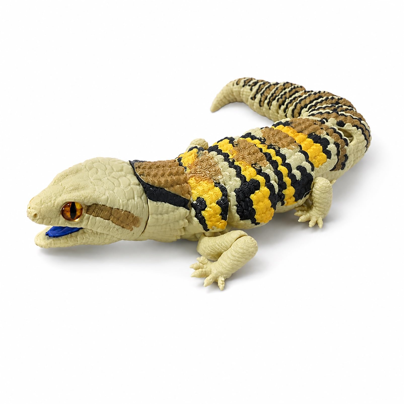 Casome One Color 3D Printed Articulated Blue Tongue Skink, Poseable Lizard Figurine With Movable Jaw, Realistic Reptile Desk Decor Collectible