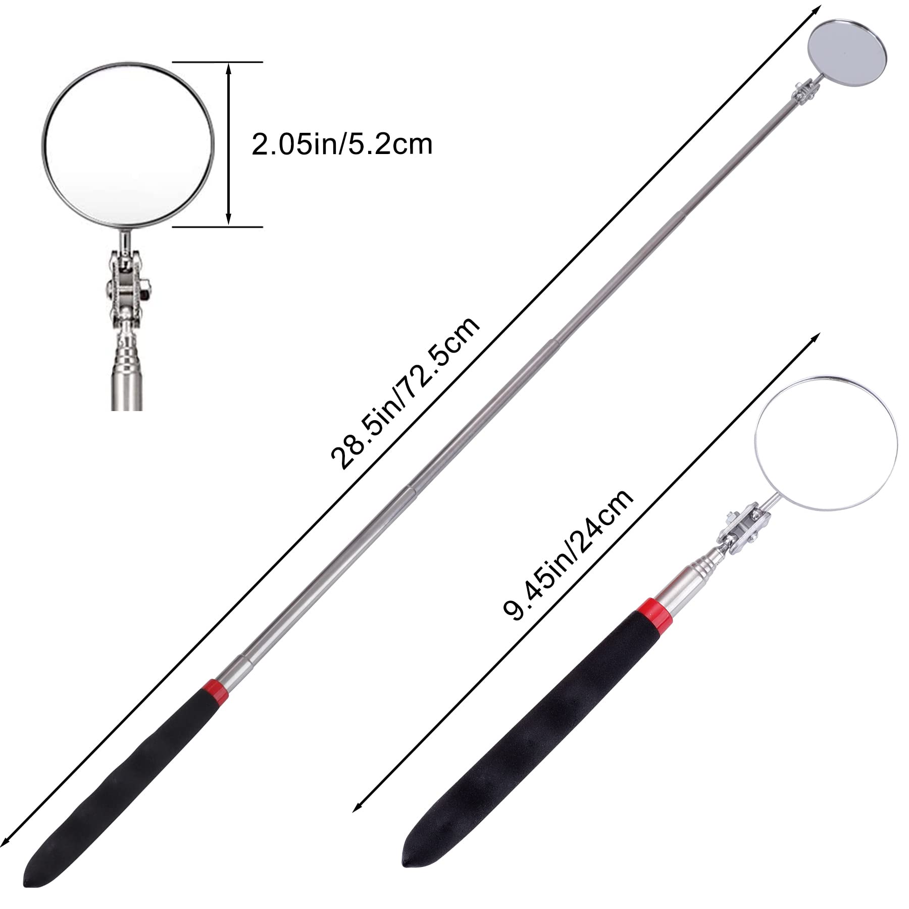 Specchietto Ispezione Telescopico Per Auto - Estensibile, Girevole 360°, Acciaio Inox - Foto 5