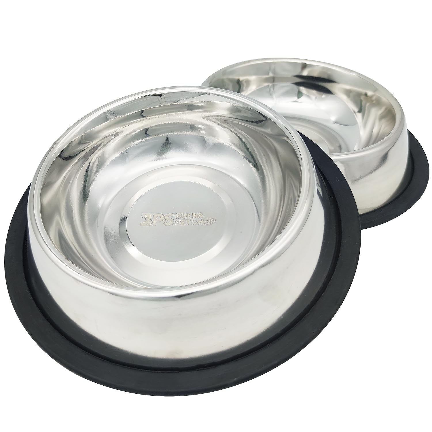 BPS® 2X Comedero Bebedero Acero Inoxidable para Perro Gato Mascotas Diámetro 3 Tamaños para Elegir 15.5/18/19 cm (18 cm) BPS-5502 * 2