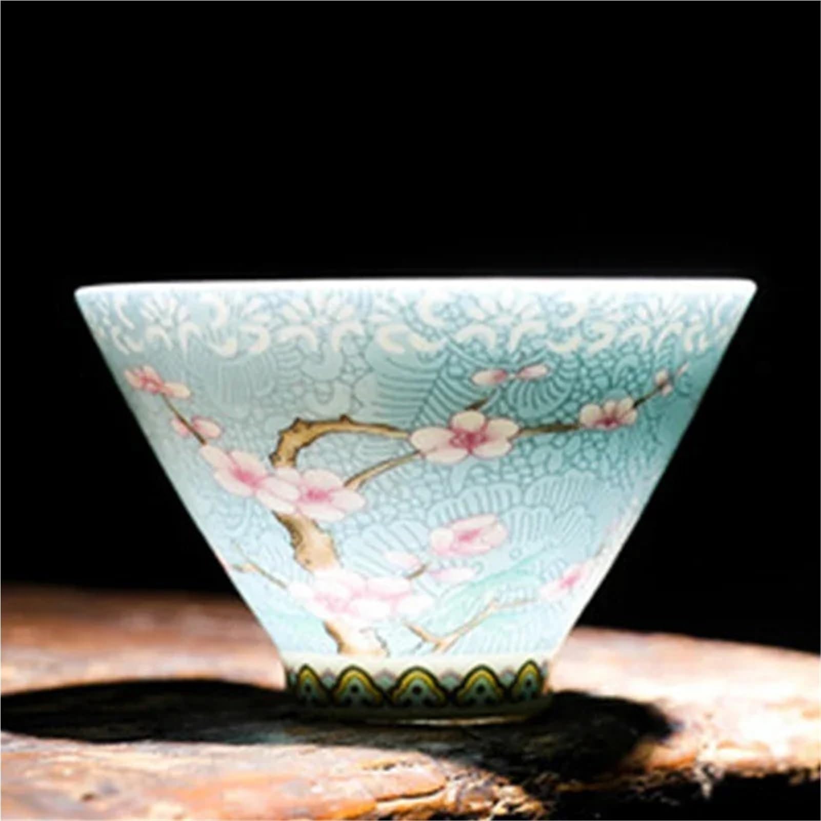 Chiński zestaw do herbaty Kungfu z 6 filiżankami małej ręcznie rysowanej ceramicznej miski do herbaty z kwiatami brzoskwini(Orchid 1 zestaw)