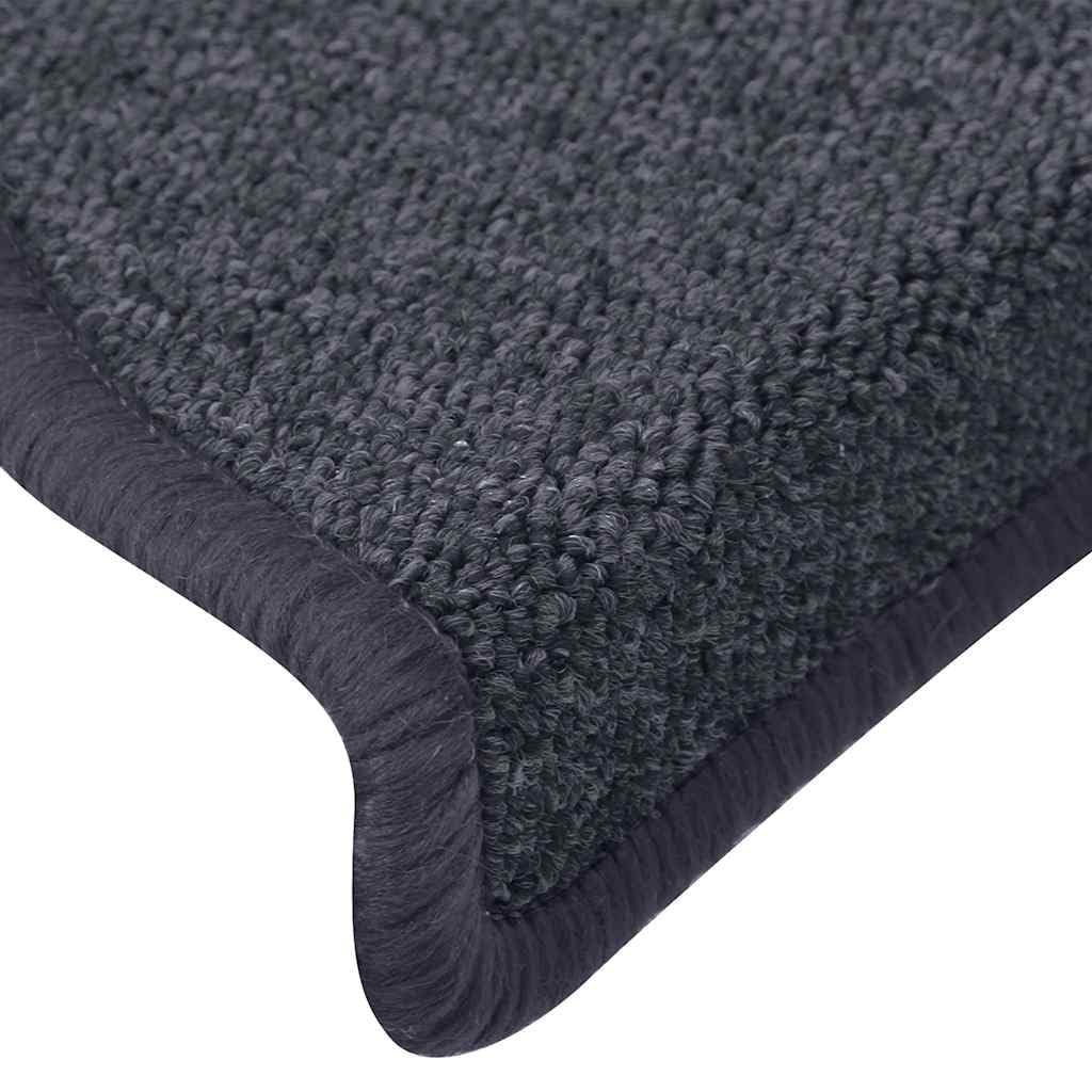 Lot de 15 tapis d'escalier, 65 x 24 x 4 cm, gris foncé et bleu