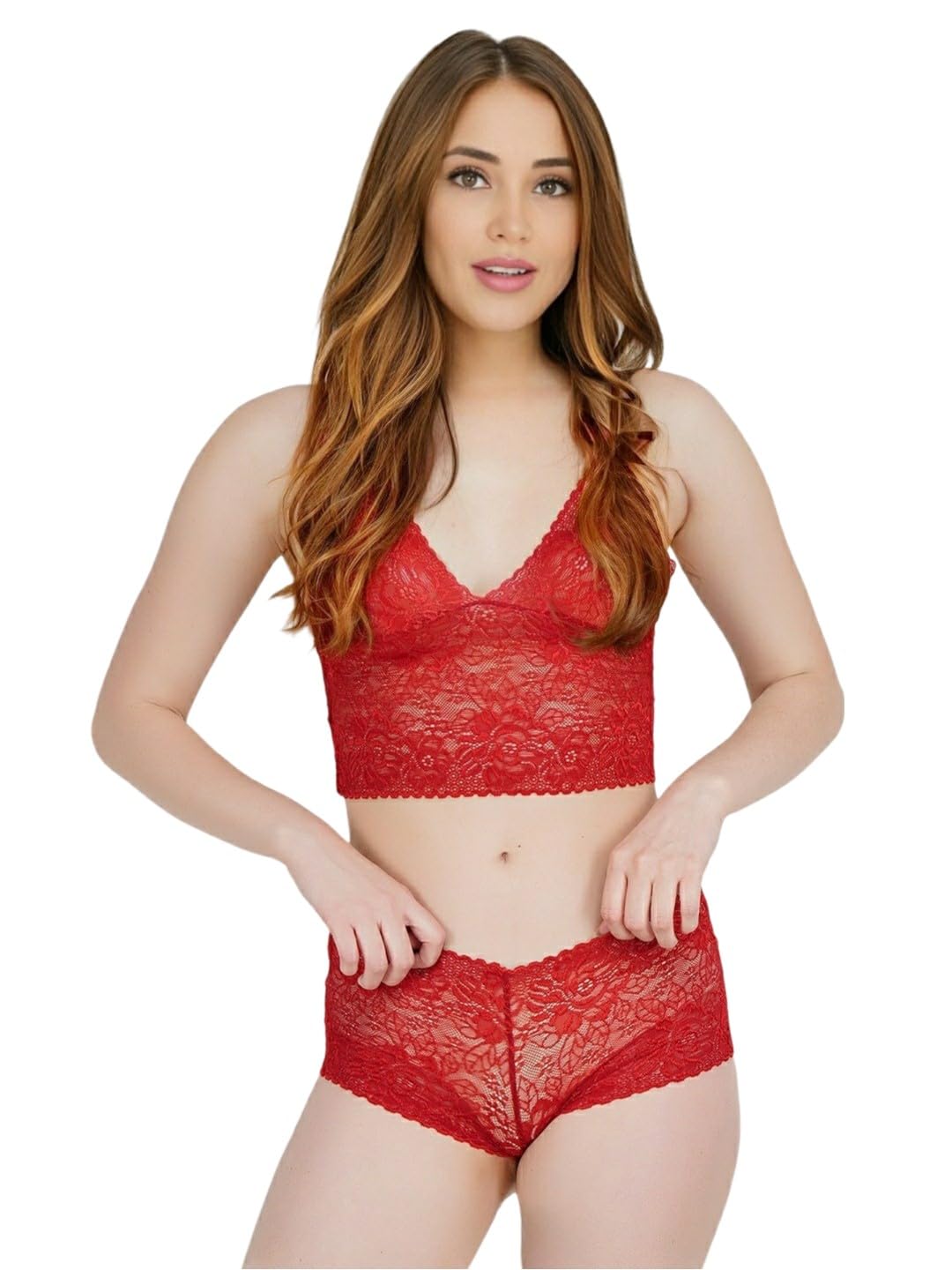 Lace Plunge Bra & Panty Baby Doll Nightwear Dress with Adjustable Straps, Comfortable Lace Bralette and Hipster/Lingerie Set-image-39