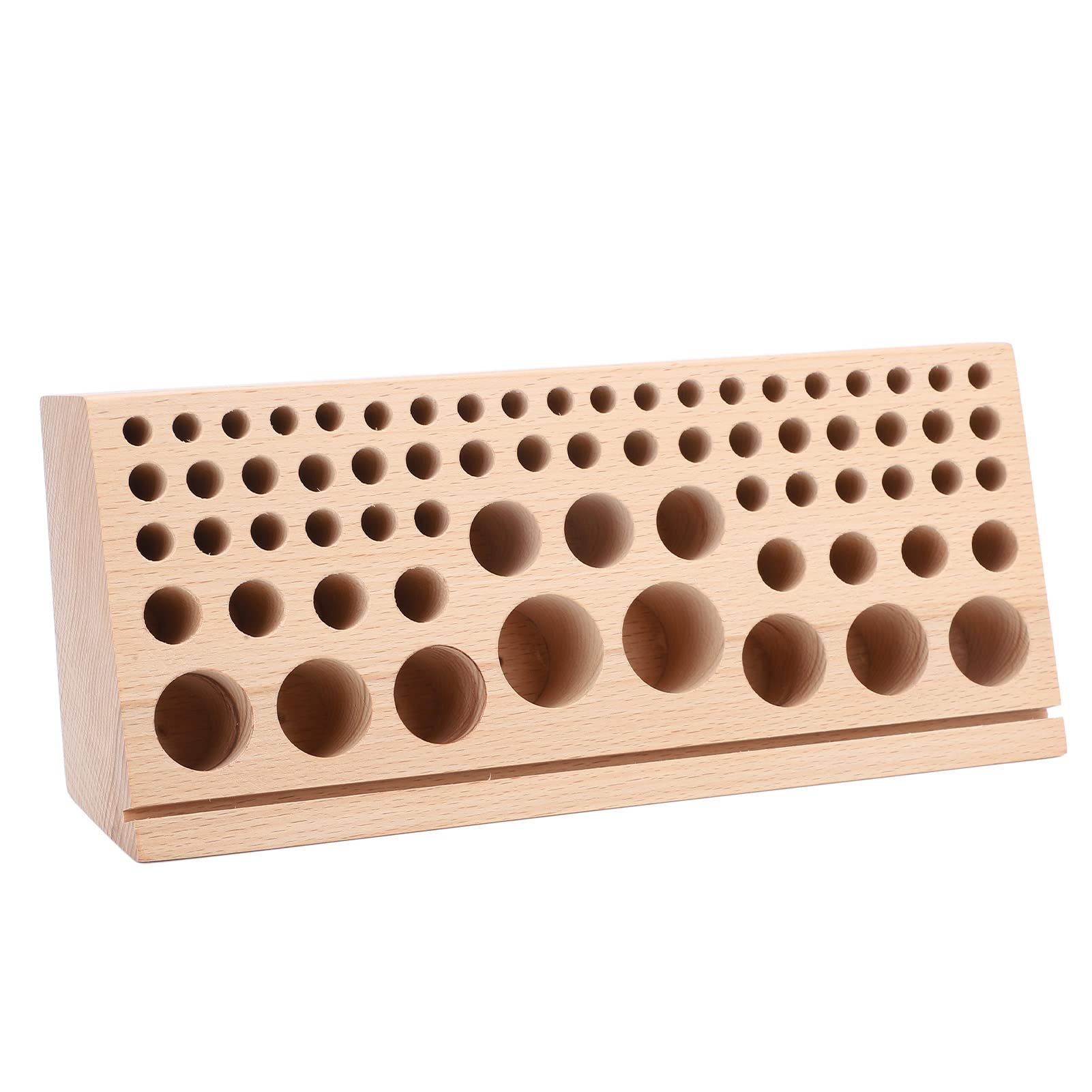 Portastrumenti in pelle con 68 fori, organizzatore professionale per strumenti di lavorazione della pelle, scatola di conservazione in legno di faggio con posizione dei fori