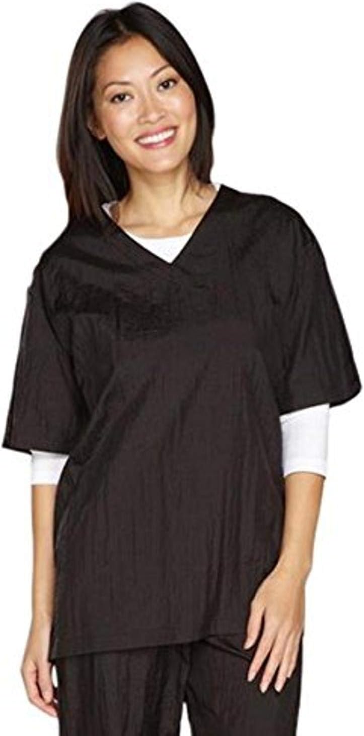 Top Performance V-Neck Grooming Smocks - Comfortable Pull-Over Nylon Tops for Professional Pet Groomers - Large, Black