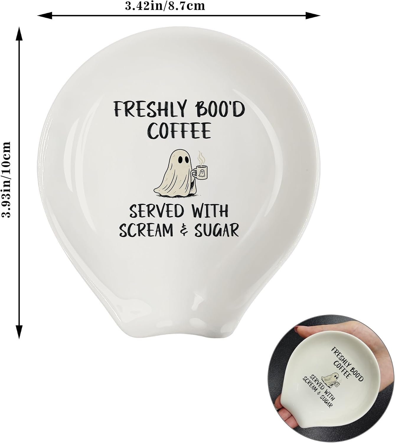 Coffee Spoon Rest, Coffee Bar Accessories & Spoon Holder, Funny Cute Ghost Spoon Holder for Coffee Lovers Gifts for Friend Wife Husband Sister (White-Ghost)