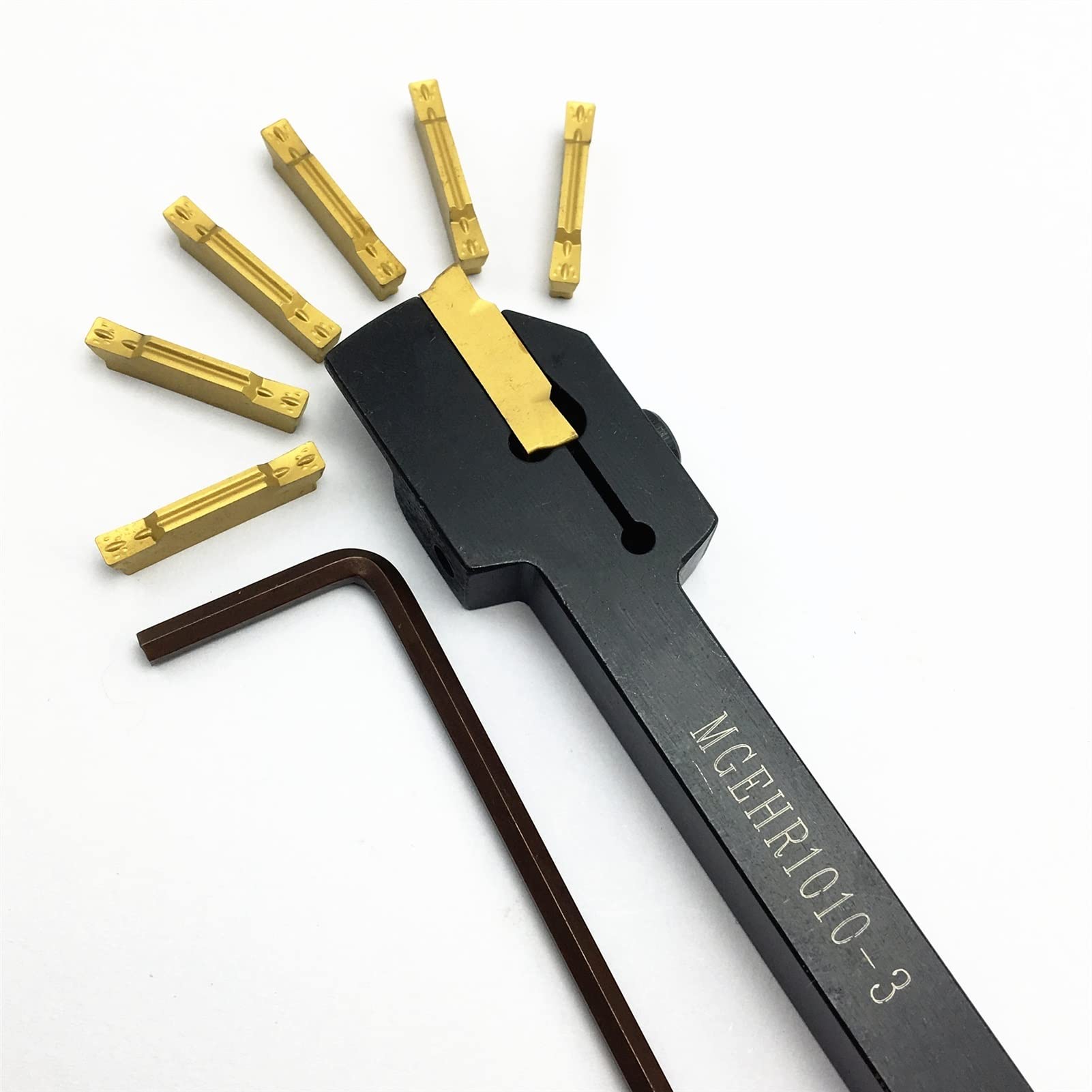 Cuchillas de torneado CNC, 1 soporte for herramientas de ranurado externo + 10 herramientas de separación de torneado de insertos de carburo(Mgehr10103,MGMN300 PC9030)