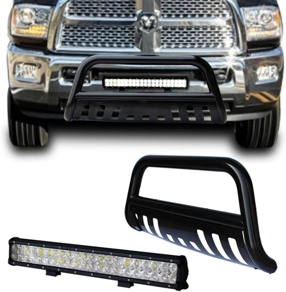 tuokiy Bull bar with 126w Led Light for 03-05 Dodge Ram 1500/06-08 Dodge Ram 1500 MEGA CAB Front Bumper Grille Guard, Heavy Duty Steel Powder Coated