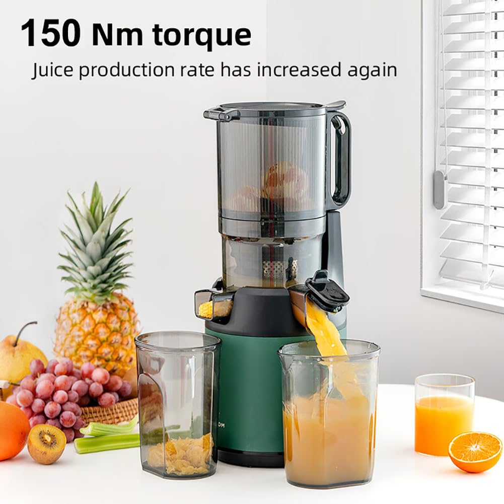 Exprimidor profesional lento, exprimidor de masticación de prensa en frío con canal de alimentación grande, separación eficiente de orujo para exprimir frutas y verduras de forma saludable