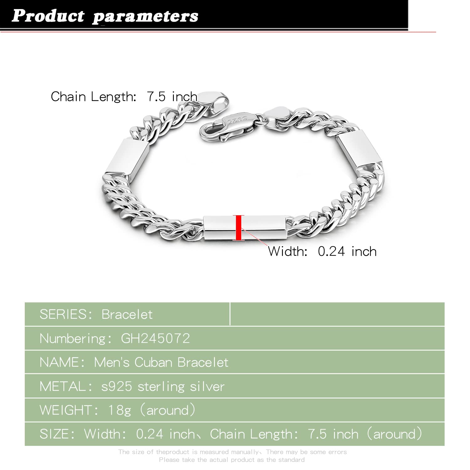 Dankadi Bracciale cubano massiccio 6 mm in argento 925 per uomo, Miami catena cubana Hip Hop 6,7" 7.5" 8" 8.5" 9" gioielli regalo compleanno per adulti padre