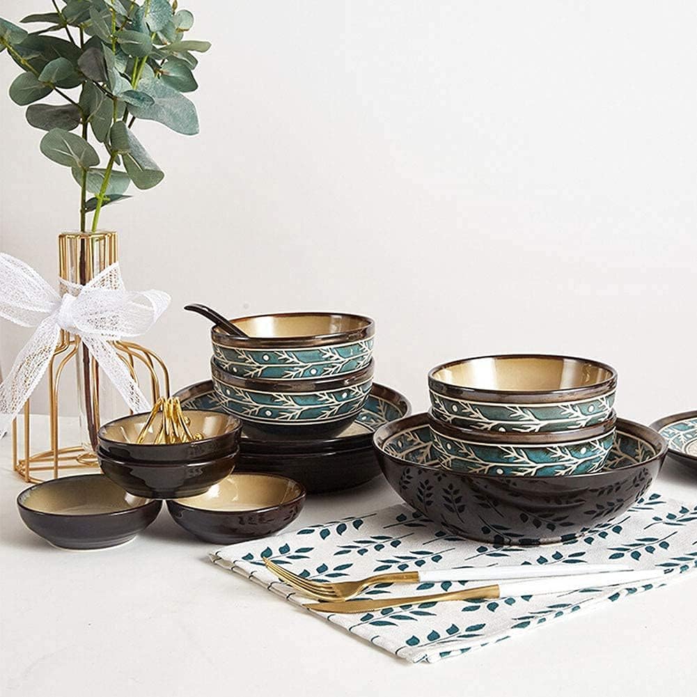 16ピース レトロ ディナーウェアセット 食器セット、プレート、ボウル、スプーン、4人用