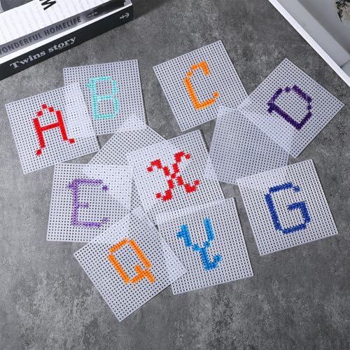 Image of 100 Pcs Square Plastic Canvas Mesh Sheets 4.5 x 4.5 Inch White Blank Needlepoint Canvas Plastic Mesh Mat for Cross Stitch Needlework Embroidery Yarn Crafting Knit Crochet Project