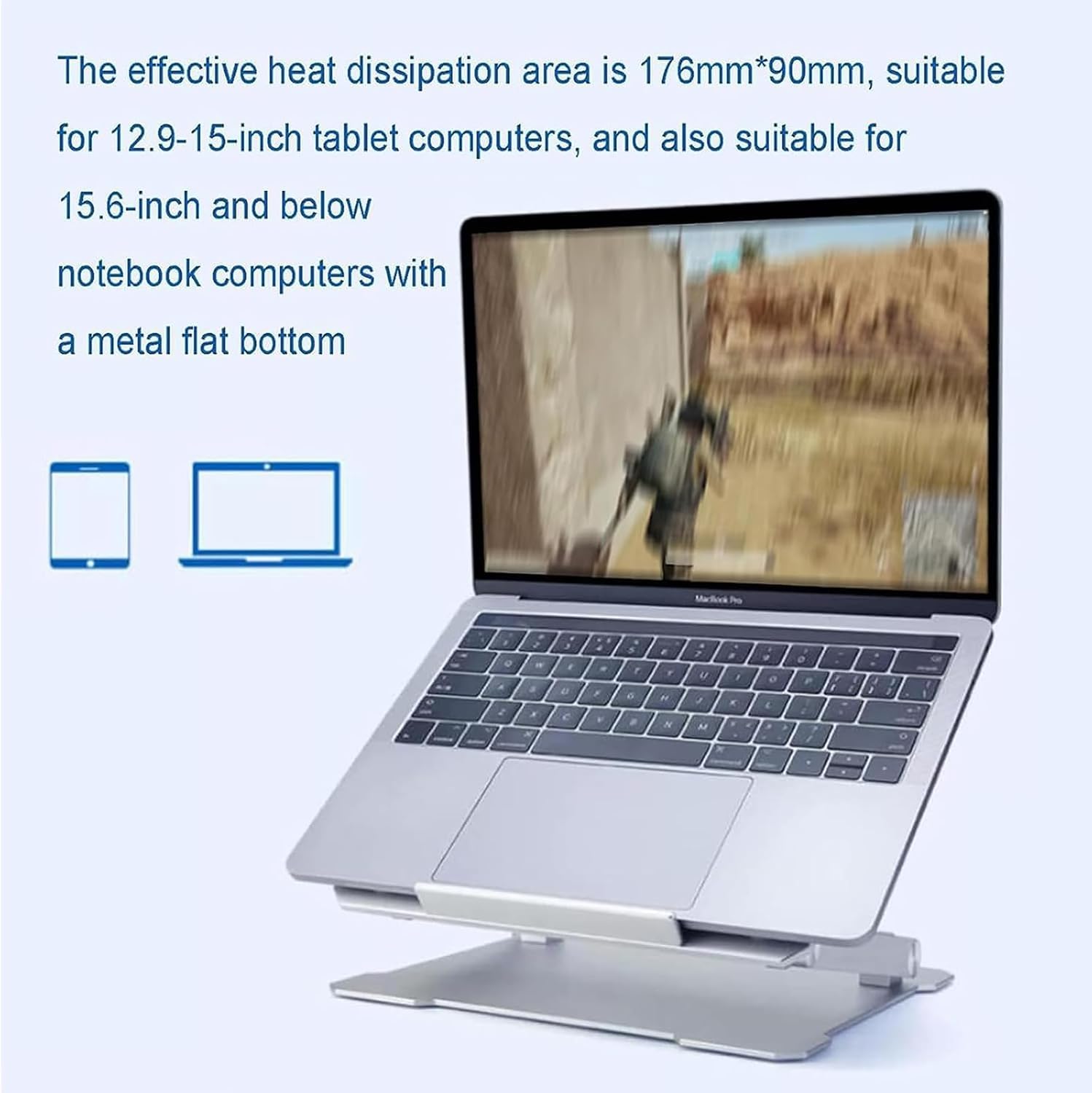 Supporto Per Laptop Con Ventola Di Raffreddamento, Supporto Pieghevole Per Laptop, Supporto Di Raffreddamento Per Laptop, Doppia Piegatura A 180°, Velocità Del Vento E Angolazione Regolabili