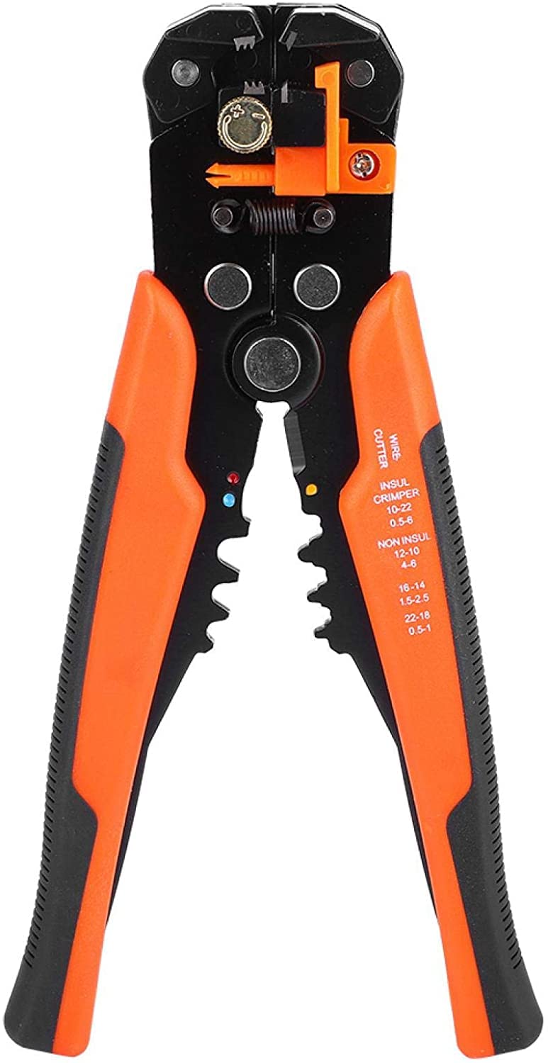 MIKU Multifunctional Cable Wire Stripper Cutter, Crimping Stripping Plier Tool, Self-adjusting 8" Automatic Wire Stripper/Cutting Pliers Tool for Wire Stripping, Cutting, Crimping (Orange)