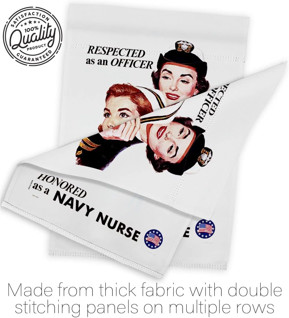 Honor Navy Nurse Garden Flag Set Wall Hanger Armed Forces USN Seabee United State American Military Veteran Retire House Decoration Banner Small Yard Gift Double-Sided, Made in USA