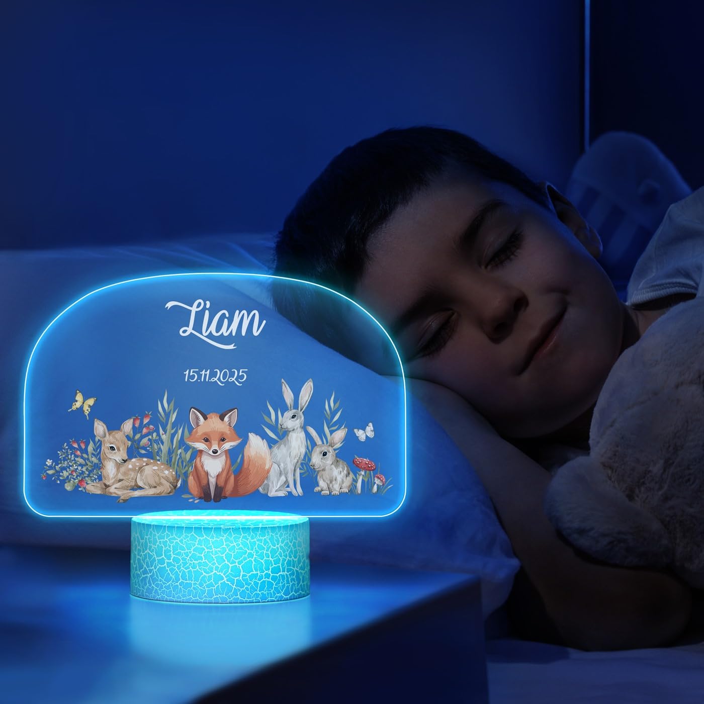 Maverton Personalisiertes Nachtlicht für Babys - LED Nachttischlampe für Kinder - Geschenk zur Geburt - Nachtlicht Baby - Geburtstagsgeschenk - personalisierte Geschenke Baby - Geschenk Mädchen