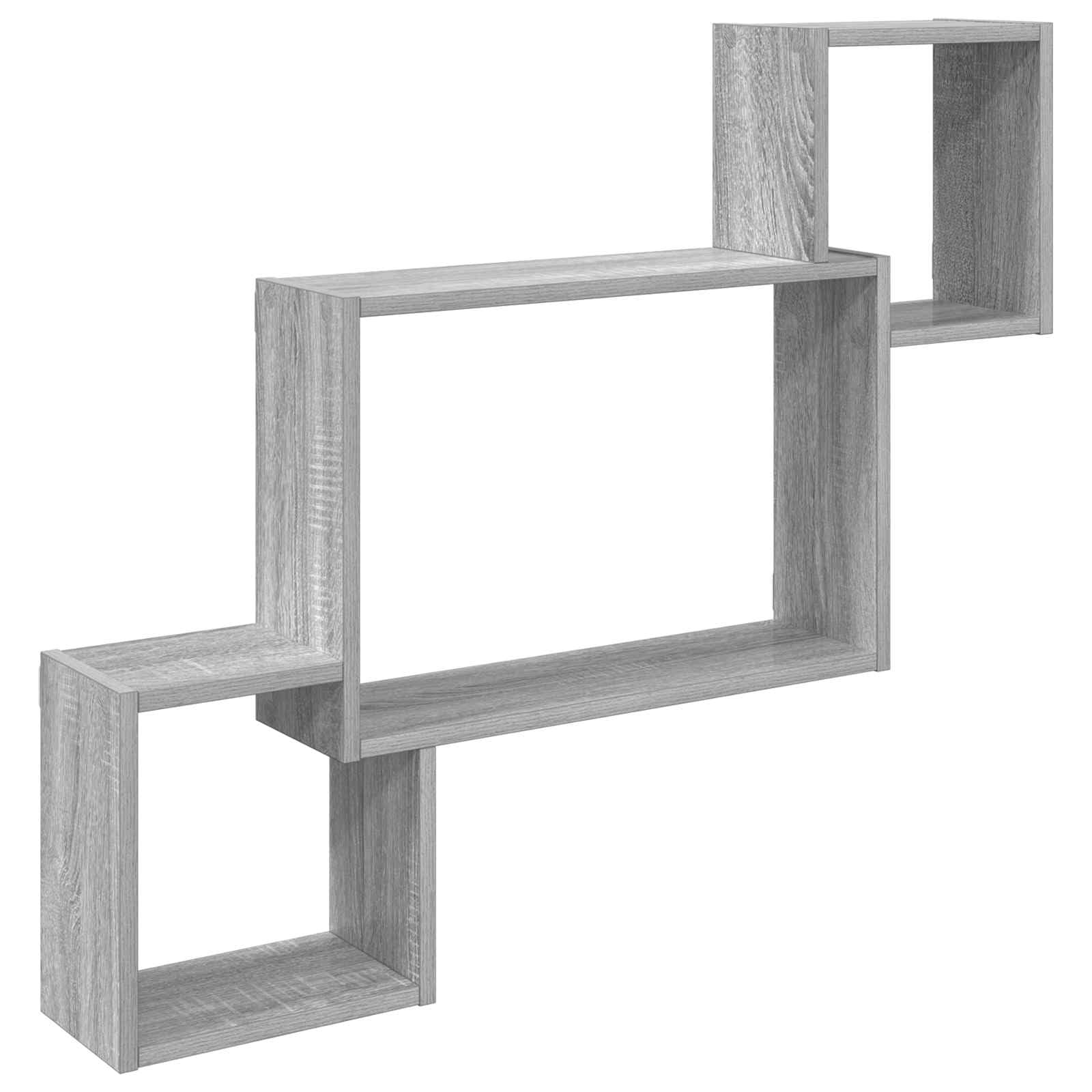 Wandregal Wandhalterung Grau aus Holzwerkstoff 91,5 x 15 x 76 cm rechteckiges Wandboard platzsparend für Wohnzimmer Schlafzimmer Büro mit viel Stauraum und einfacher Montage