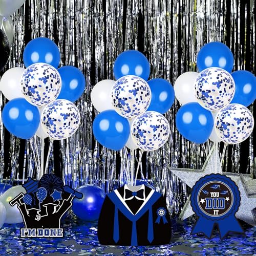 Image of 6 Sets Blue Graduation Balloon Stand Kit for Table Decorations Class of 2025 Congrats Grad Table Centerpiece Grad Prom Themed Decoration for Grad School & College Ceremonies Party Supplies