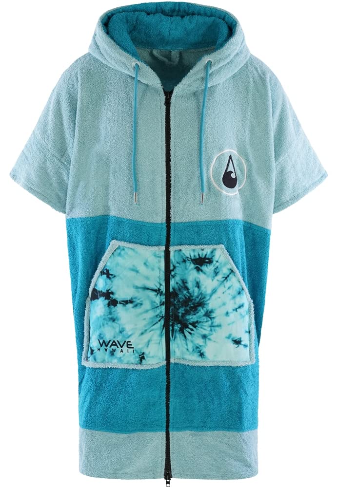 WAVE HAWAII Poncho de surf zippé Coton écologique pour les tailles de 155 à 185 cm pour la natation, la plage, le surf, poncho de douche, poncho de surf pour homme, femme, adulte