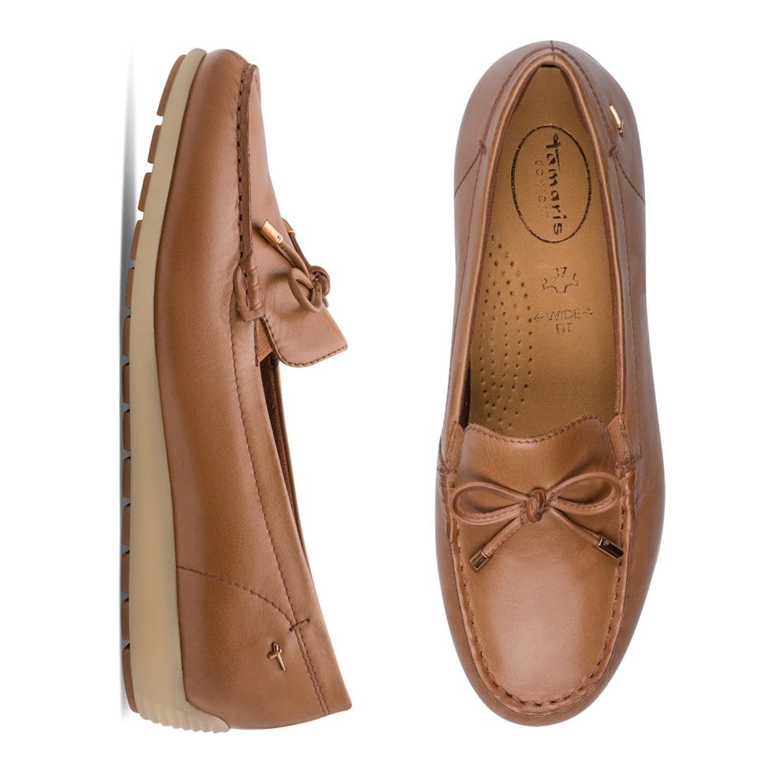 Tamaris Comfort Mocassini da Donna in Pelle con Fiocco