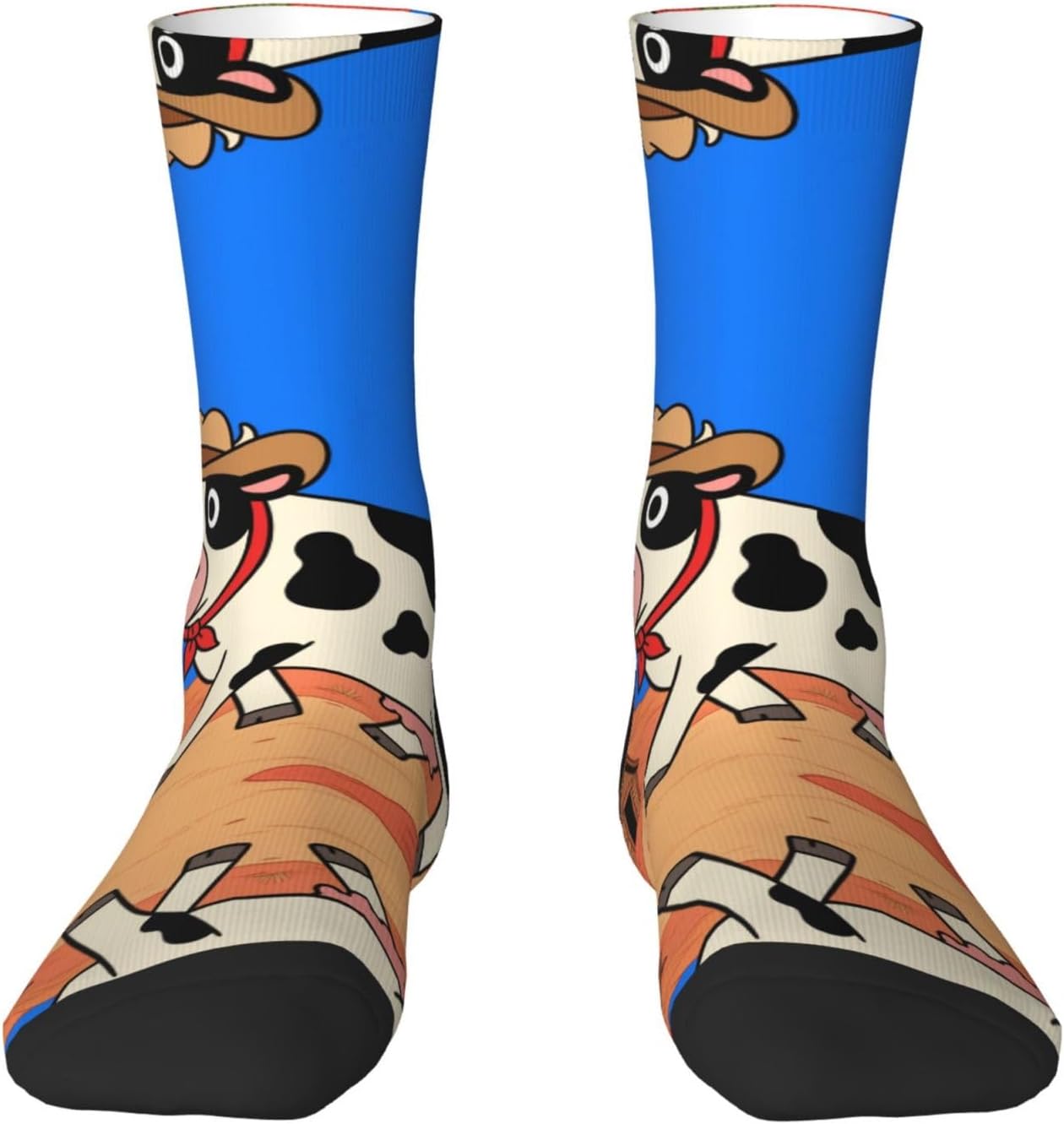 Calf Socks Casual Above Ankle Sock Retro Western CowCrew Socks for Men Women Moisture Wicking Cushion Sports