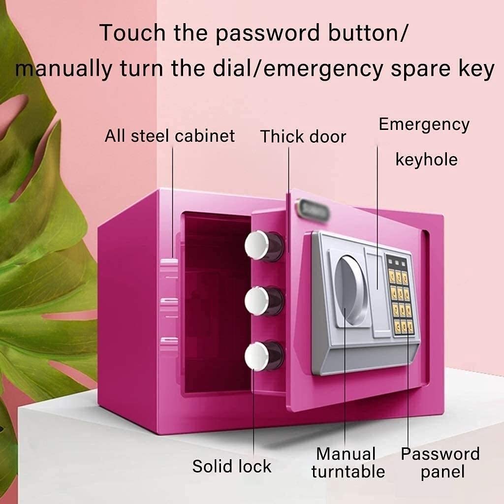 Armadietto di Sicurezza, Piccolo Antifurto, Password Elettronica Interamente in Acciaio per Uso da Ufficio, per Conservazione di Contanti, Documenti, Gioielli, 20 cm, Cassaforte da 7,9"