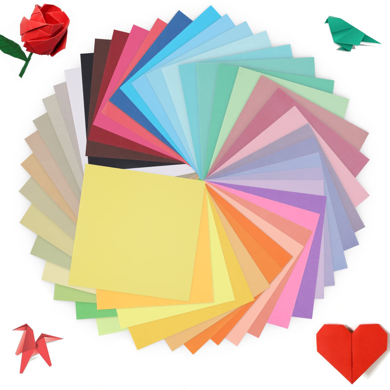HBSTUDIO Origami Paper 50 Colors 15 x 15cm , Double Sided Color Origami Kit for Crafts & Art, Allow for Easy & Intricate Folding(300 Sheets)