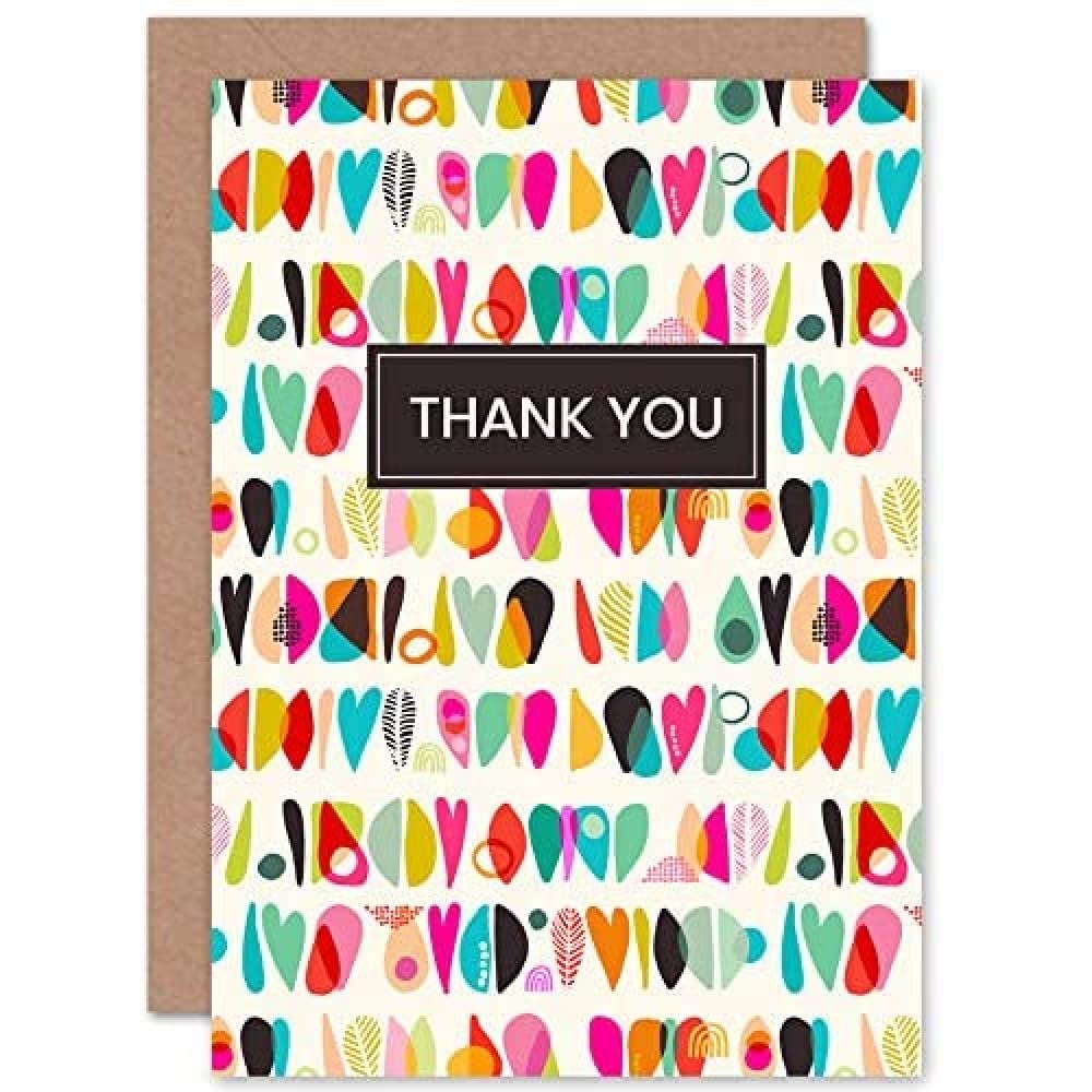 Wee Blue Coo Thank You Bright Shapes Pattern Sealed Greeting Card Plus Envelope Blank inside