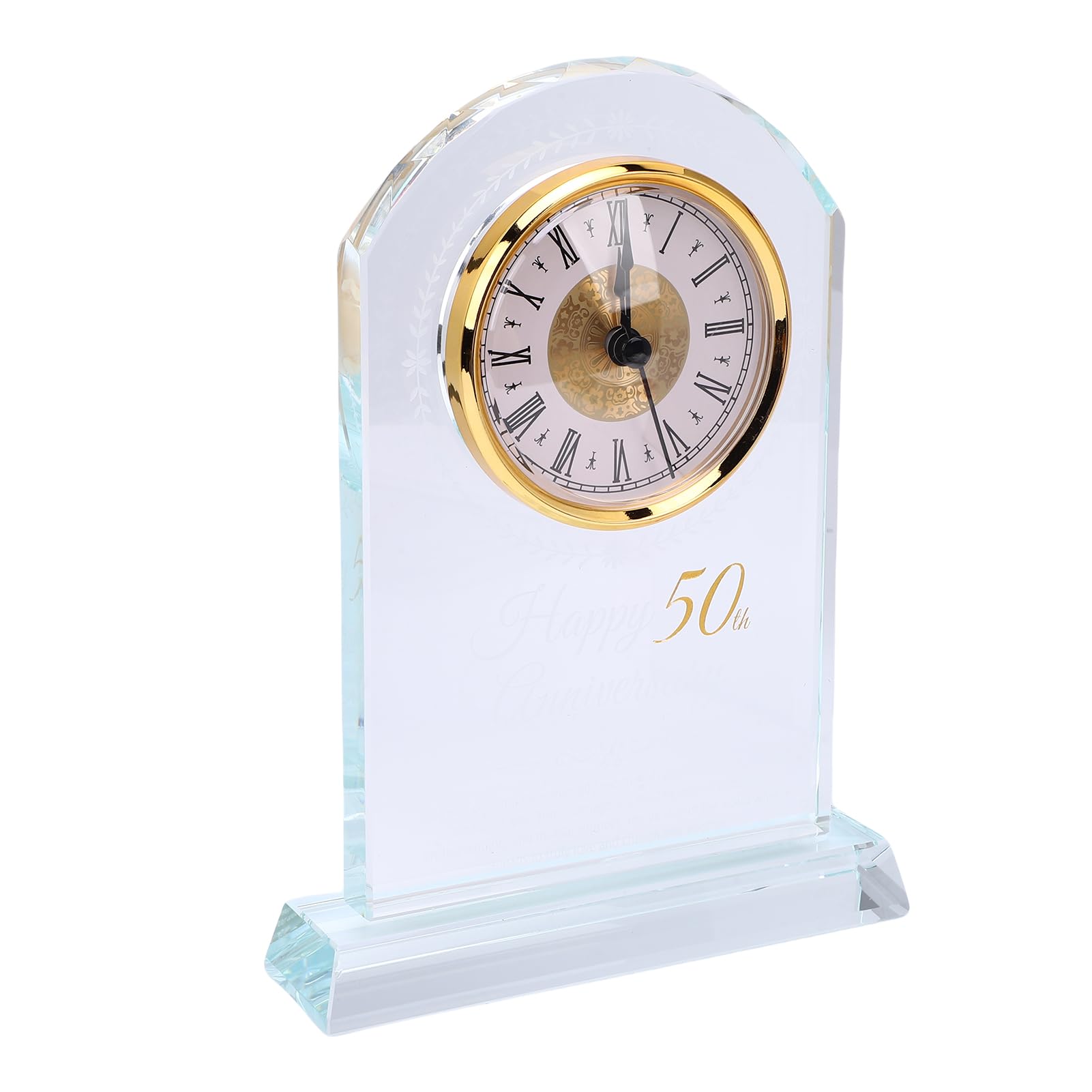 Reloj de cristal moderno grabado en 3D, reloj de mesa decorativo para aniversario, boda, cumpleaños, decoración del hogar y la oficina
