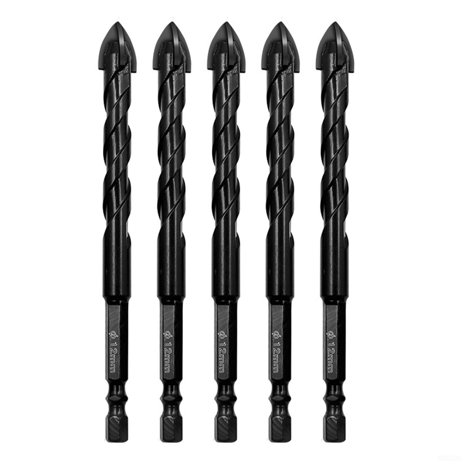 Juegos de brocas, herramientas for tallar, 5 piezas broca carburo triangular multifuncional 6/8/10/12 mm for vidrio, azulejos, granito, mármol, hormigón y ladrillo(12mm)
