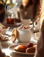 Vista 6 de AISBUGUR Azucarero con tapa y cuchara, tarro de azúcar de 13 onzas con tapa de bambú, recipiente de cerámica para barra de café, encimera