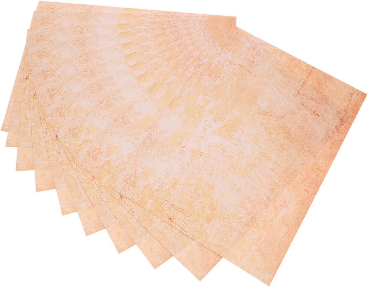 Healeved 100pcs Vintage Writing Paper A4 Size Decorative Stationery Paper for Letters with Folded Texture Pattern Blank Sheets Suitable for Invitations and Personal Correspondence