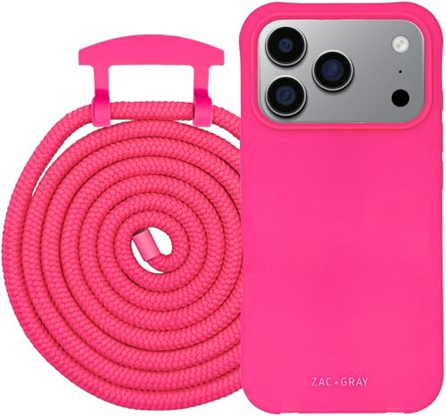 Hot Pink Crossbody Case and Cord - iPhone 17 Pro (MagSafe) (Hot Pink Cord, iPhone 17 Pro)