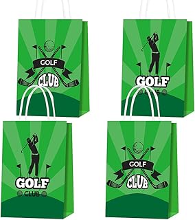 QICI Golf Party Supplies - Golf Party Bags, Contains 16 pcs Paper Bags in 2 Styles,Golf Themed Birthday Decorations