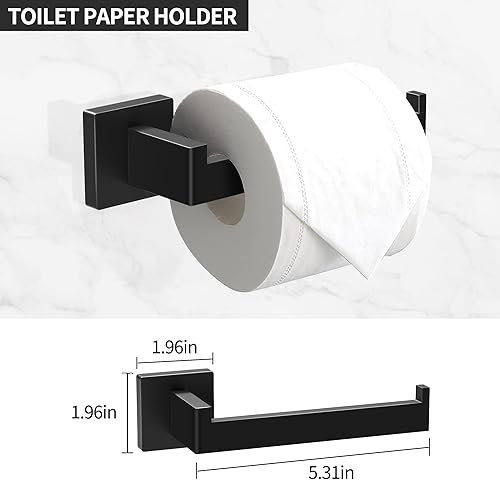 Miniatura 3 de Juego de 5 accesorios para toallero de baño, juego de accesorios de baño de acero inoxidable negro mate, toalleros para baño montado en la pared,