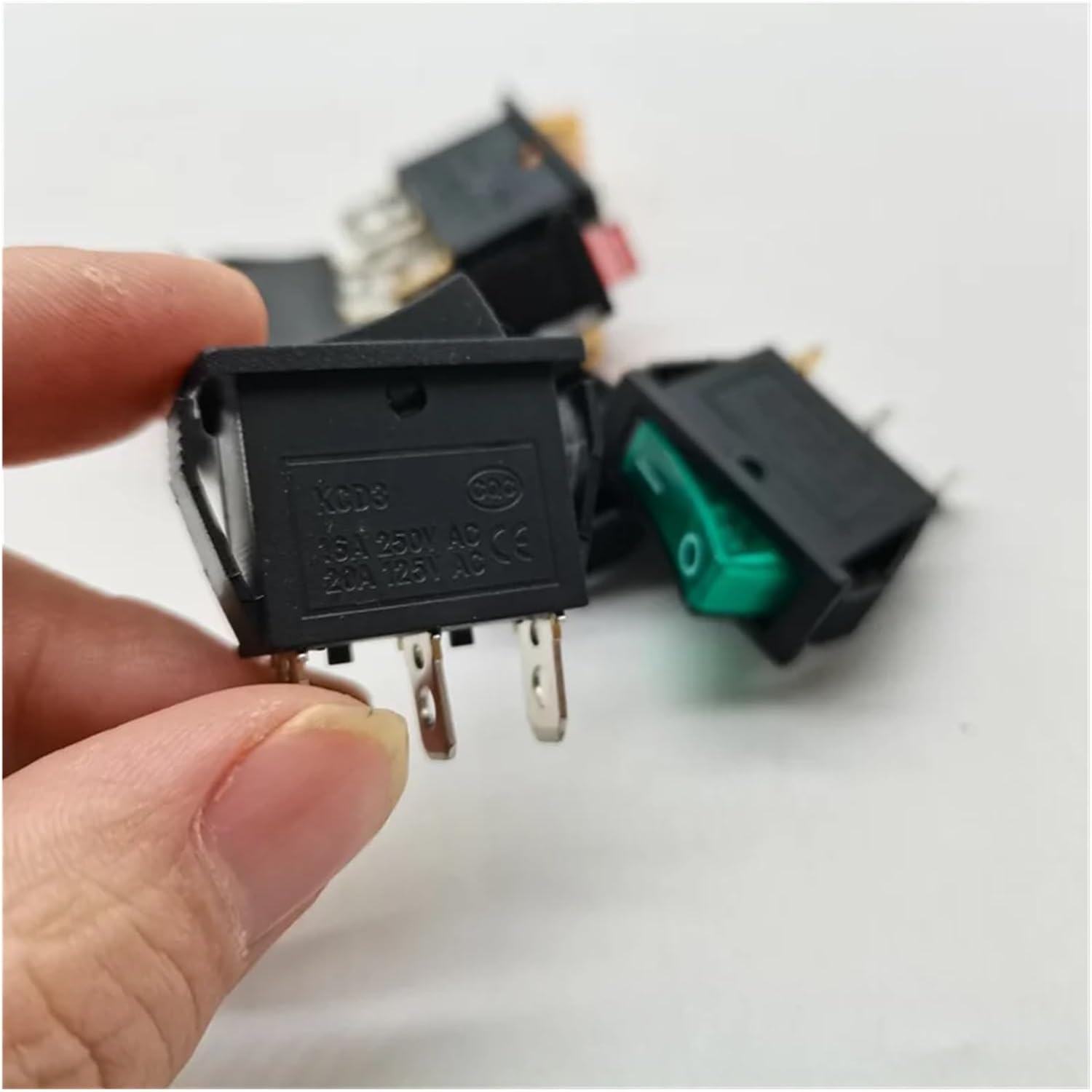 Boat Shaped Switch Rocker Switch KCD3-102/N with Light, 3-pin Hole, 28 * 11mm Silver dot self-Locking(3)