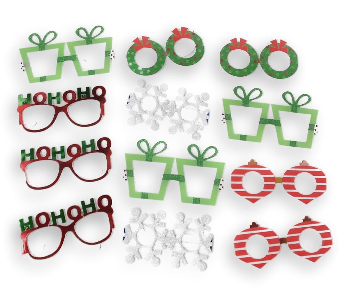 Christmas Party Eye Glasses - Photo Props Cardstock - 12 Count