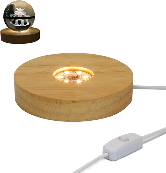Mintso Wood Led Light Display Base for Glass Crystal Art