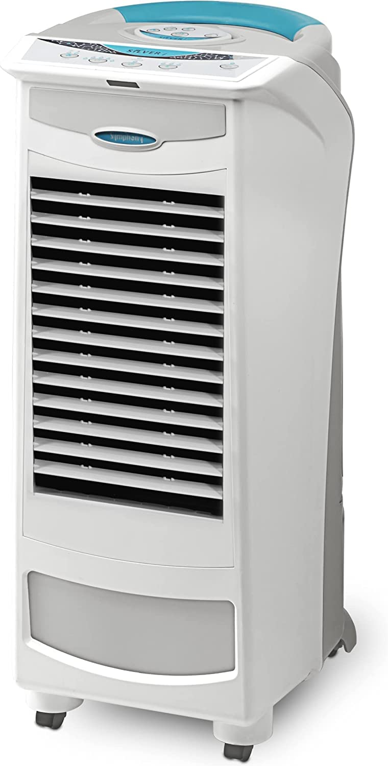 Symphony Silver-i Personal and Kitchen Air Cooler, front view.